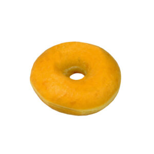 An appetizing natural donut with a smooth, golden surface, perfect for lovers of frozen baked goods.