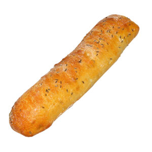 Frisch gebackene Seele mit knuspriger Kruste und sichtbaren Kümmelkörnern.