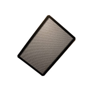 An empty, rectangular baking tray with a perforated surface, ideal for baking crispy frozen baked goods.