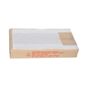 Packaging of white knotted bags for frozen baked goods.